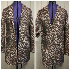 NY&Co leopard cheetah print long jacket coat